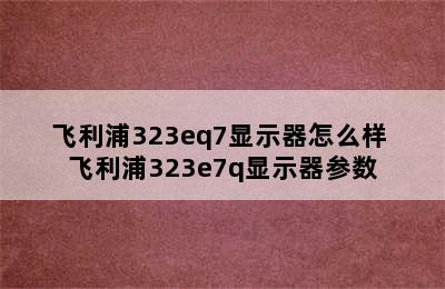 飞利浦323eq7显示器怎么样 飞利浦323e7q显示器参数